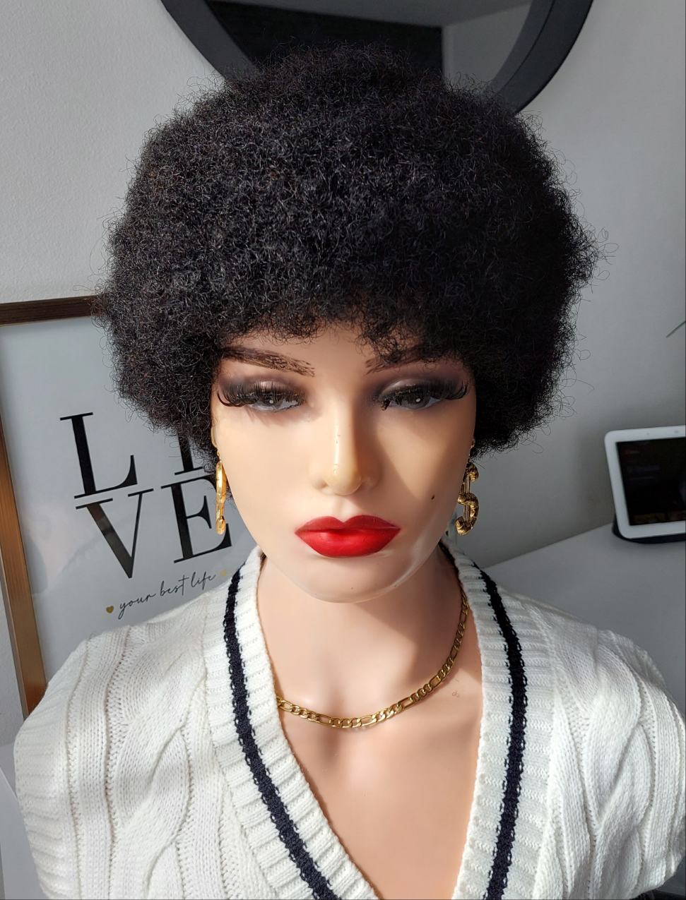 Perruque afro courte ,couleur noire