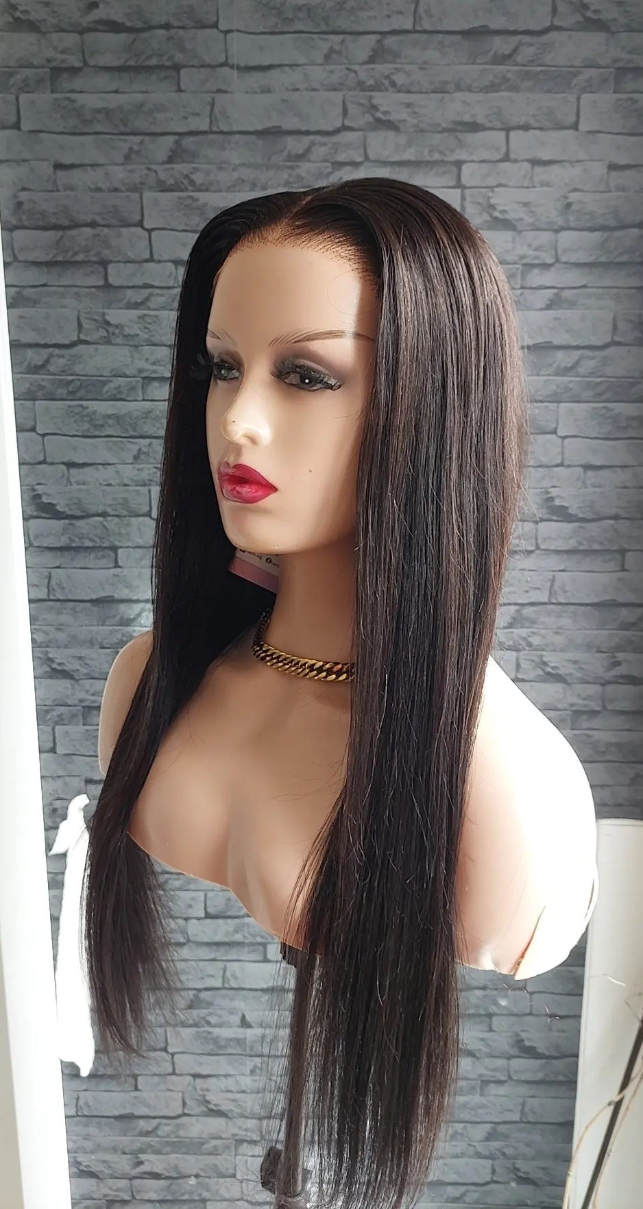 Perruque lisse cheveux humain 22 pouces couleur noire