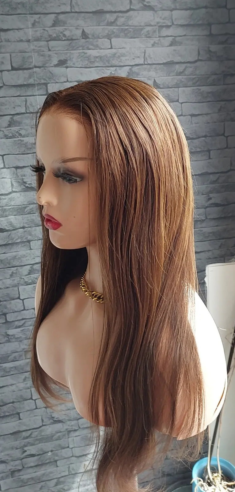 Perruque lisse cheveux humain 20 pouces couleur comme sur la photo