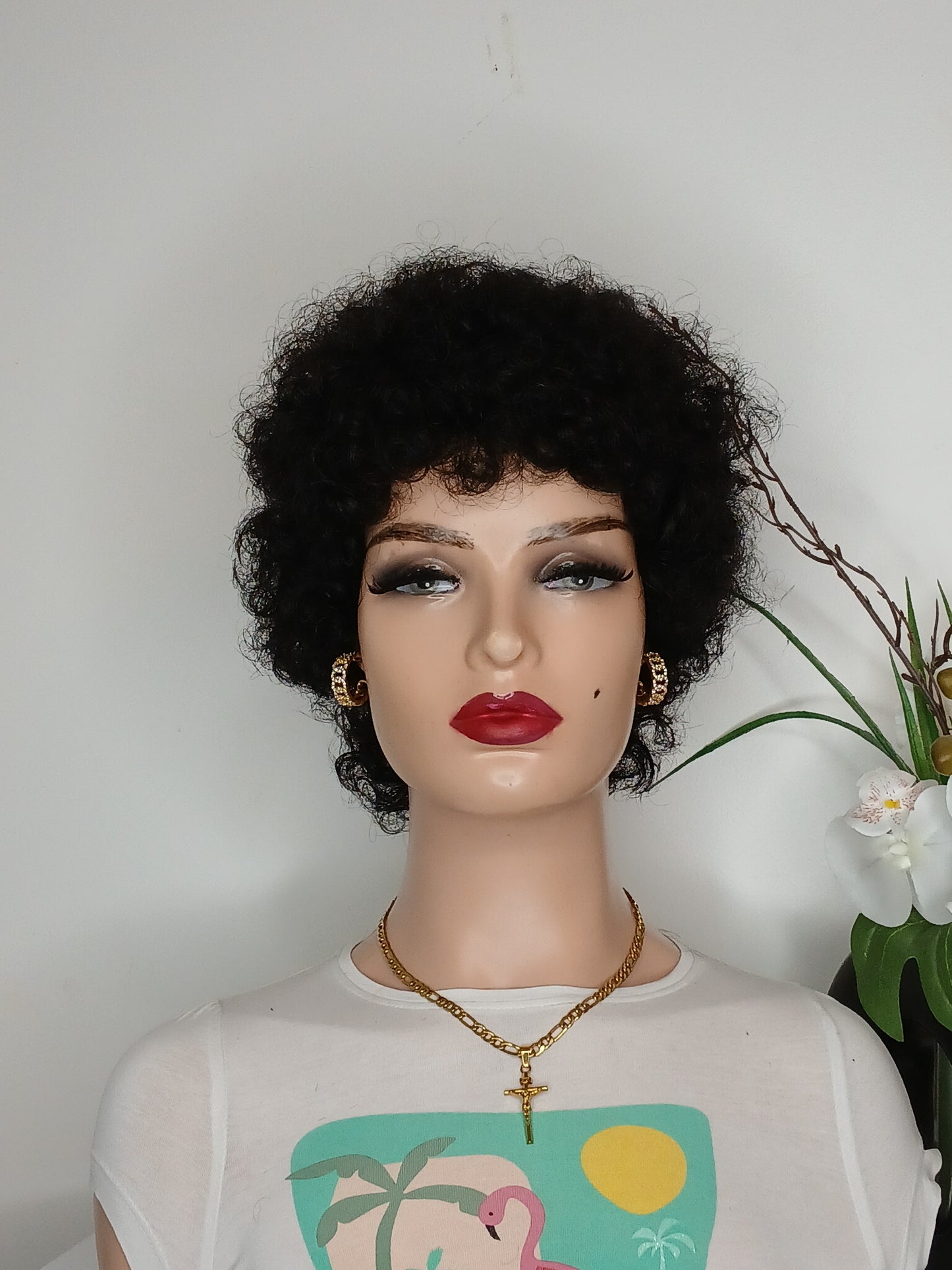 Perruque afro noire ,couleur comme sur la photo