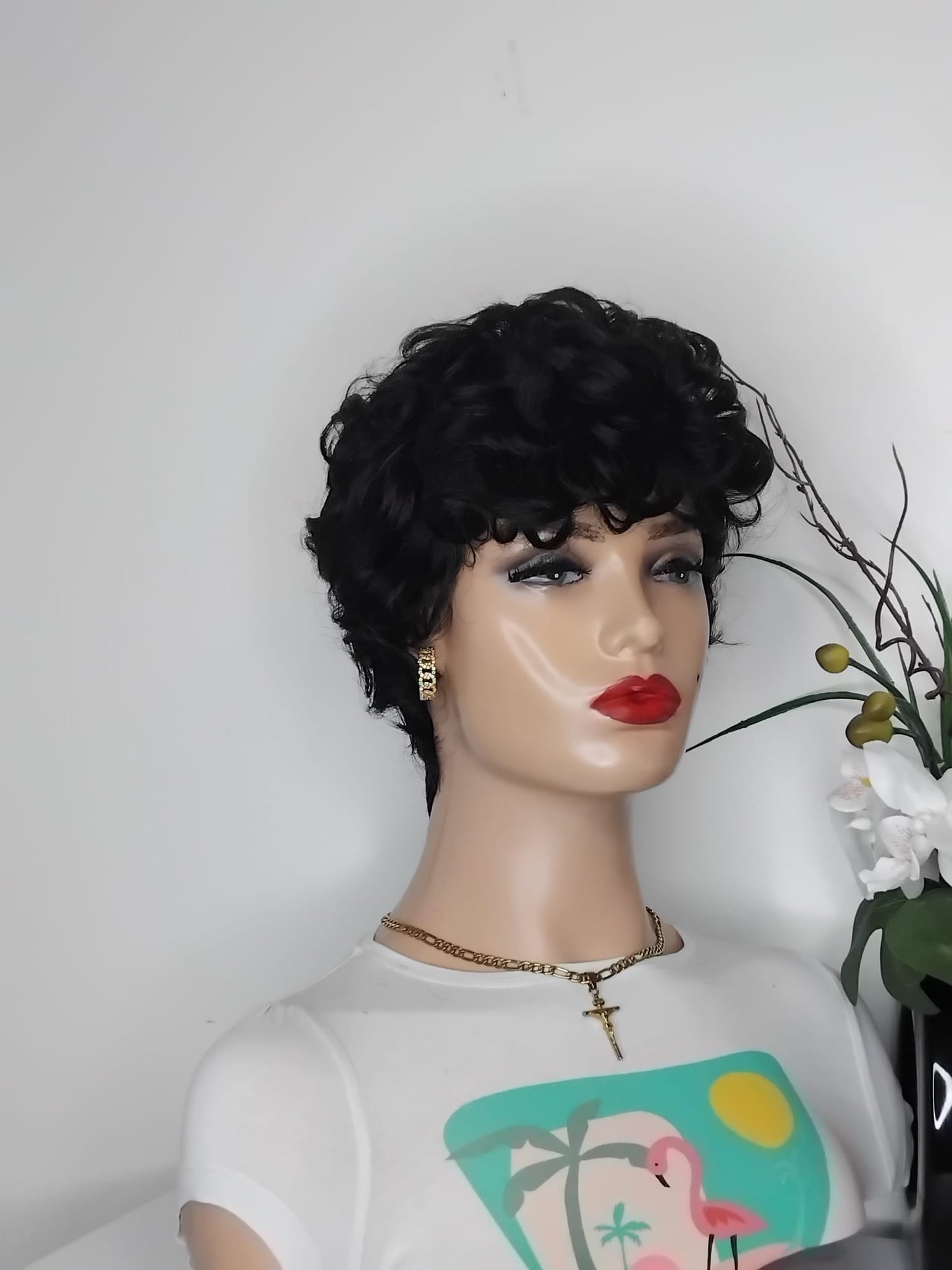 Perruque afro couleur noire ,couleur comme sur la photo