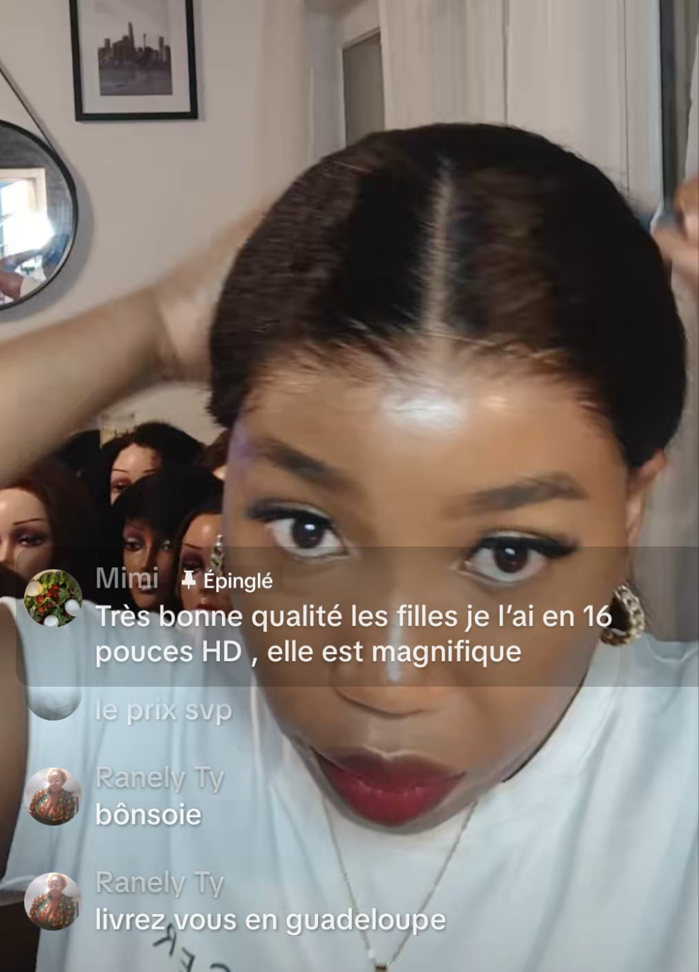 Perruque sans colle yaki hd  cheveux humain 14 pouces closure 6x4 couleur noire