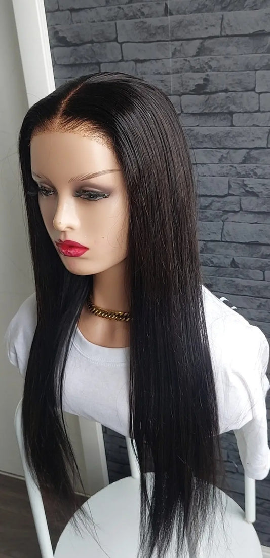 Perruque lisse  cheveux humain  24 pouces