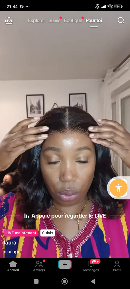 Perruque  wavy taille 14 hd sans colle closure 6x4