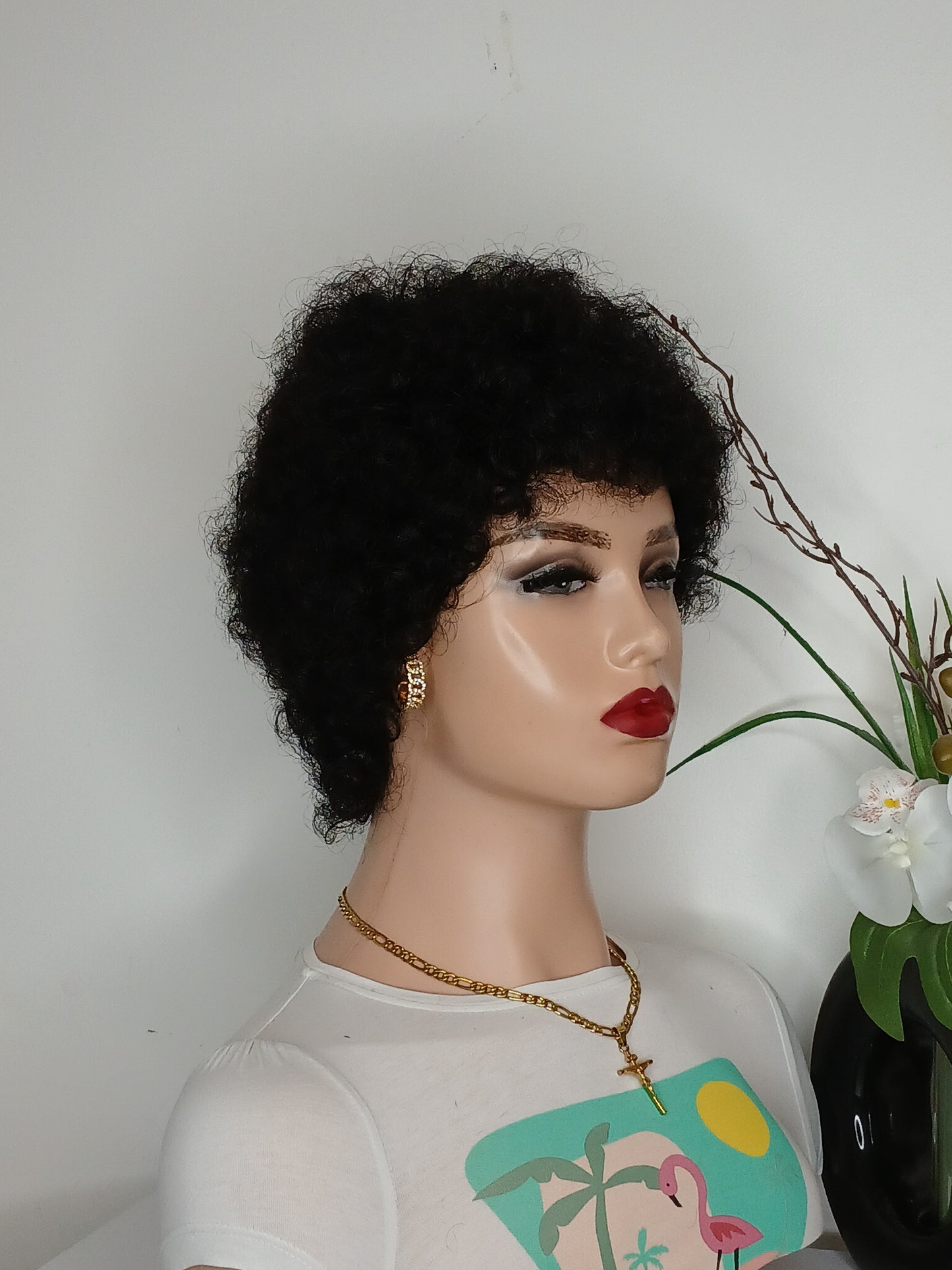 Perruque afro noire ,couleur comme sur la photo
