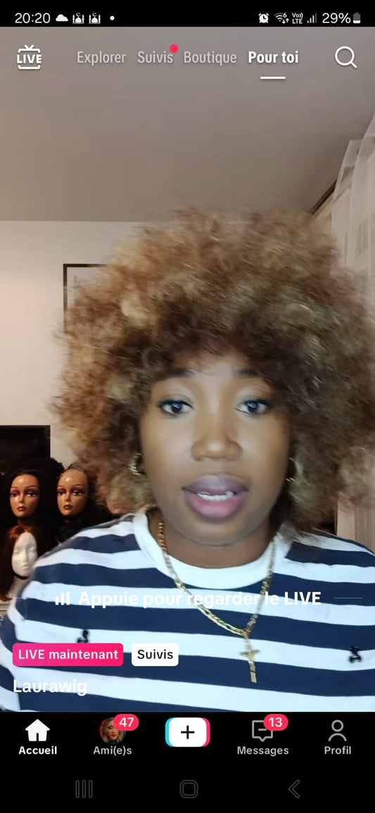 Perruque afro couleur piano,couleur comme sur la photo