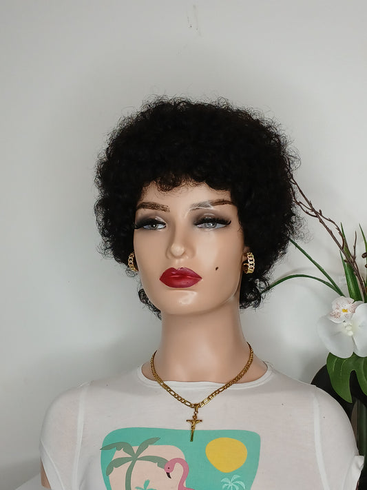 Perruque afro noire ,couleur comme sur la photo